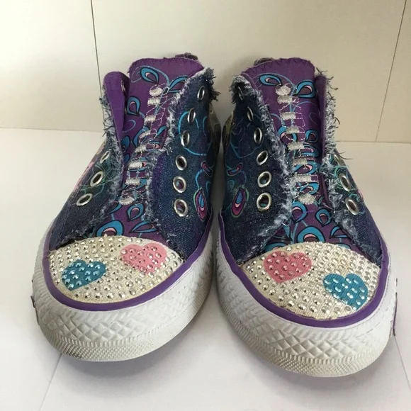 Girls Skechers Sneakers Twinkle Toes Shuffles Peacocks Tennis Shoes Size 5 - Picture 8 of 14